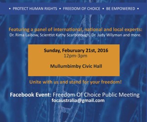 Freedom Of Choice Public Meeting With Special Guest, Dr Rima Laibow Via Skype