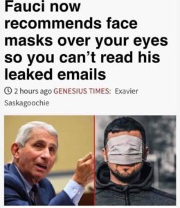 Fauci now recommends face masks over your eyes so you can’t read his leaked emails