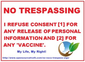 No Vaxx Trespass Sign