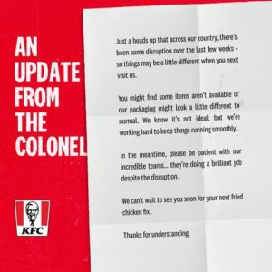 “KFC Crisis” Unfolds Across UK As Shortage Of Menu Items Forces People To Call Police