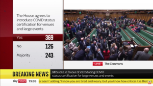 Vaccine passports voted into English law